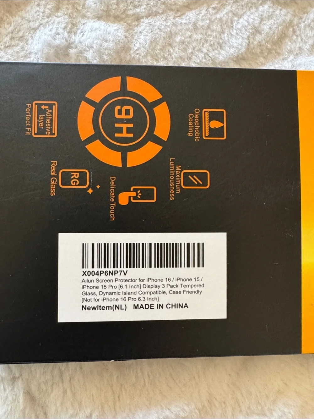 Ailun Black and Orange Tempered Glass Screen Protector Packaging